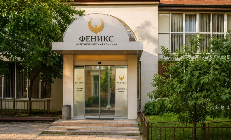 Вход в наркологическую клинику «Феникс» в Асине